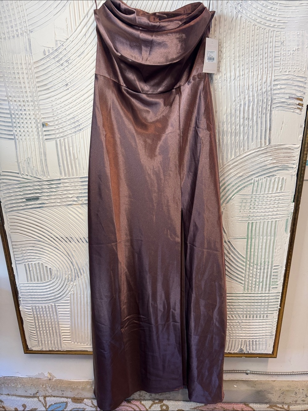 Satin Cowl Neck Maxi Dress in Shimmery Plum
